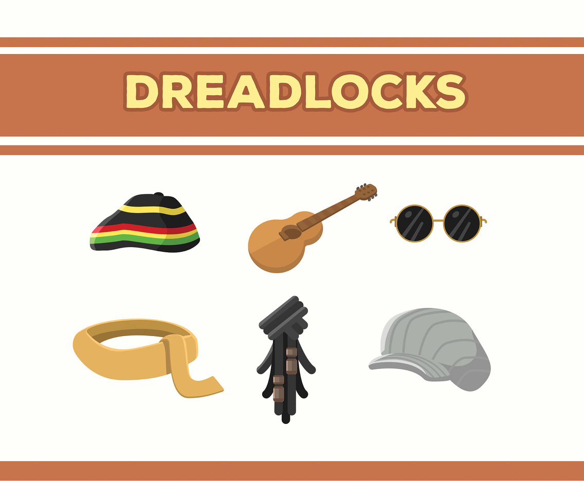 Dreadlocks Vector White Background