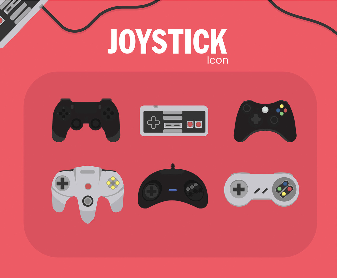 Joystick Icon Vector Pink Background