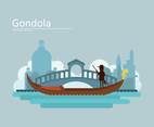 Free Gondola With Venice Buildings Silhouette Illustration