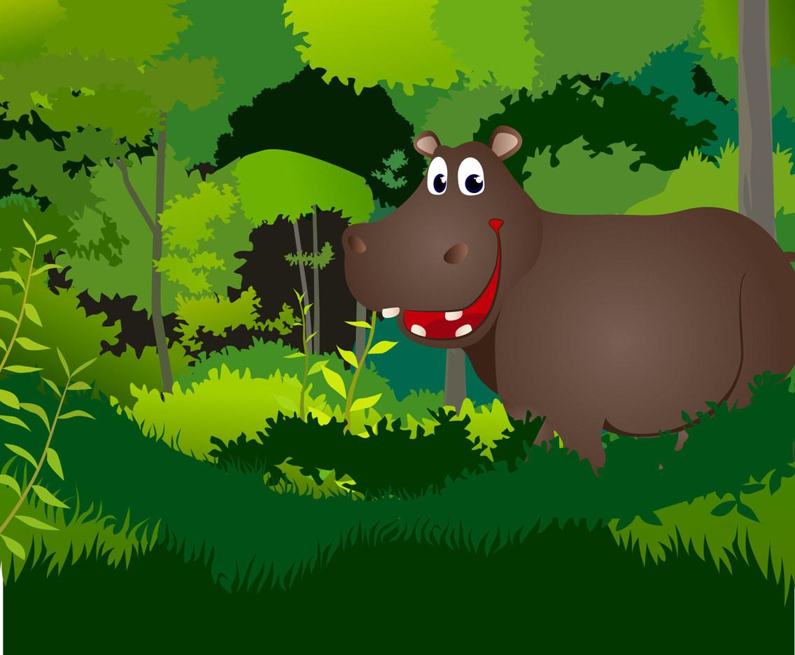 Hippo in the forest vector 