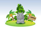 Funny Hippo Character Vector 