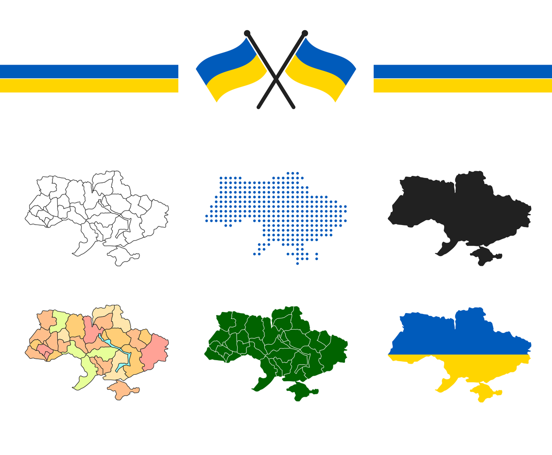 Ukraine Flag And Map Vector