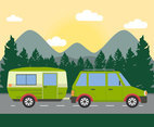 Camping trailer family caravan