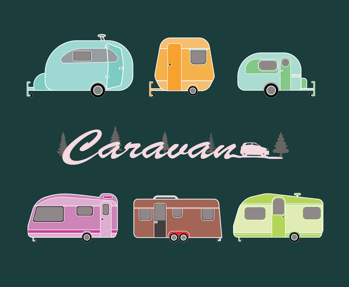 Various Caravan Vehicles Vector