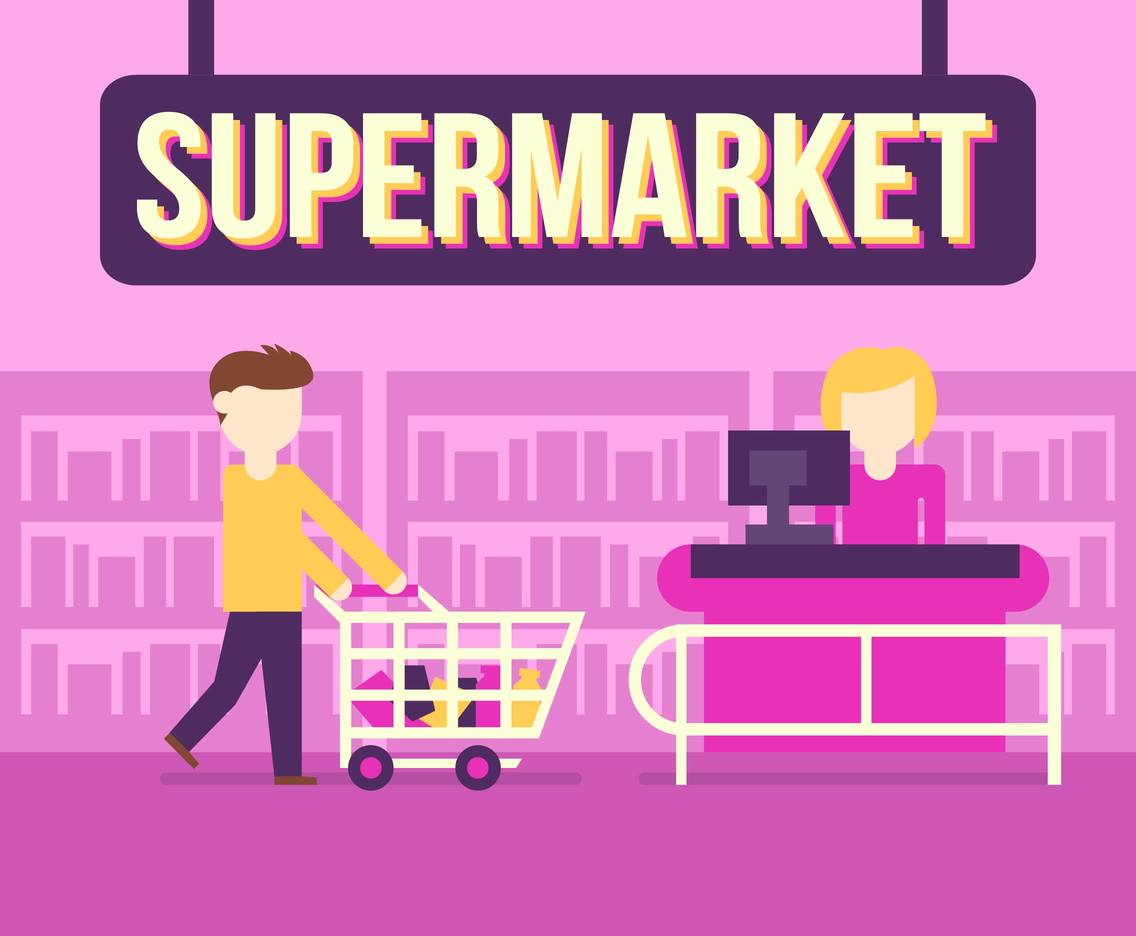 Supermarket Shop Buy Vector Illustration