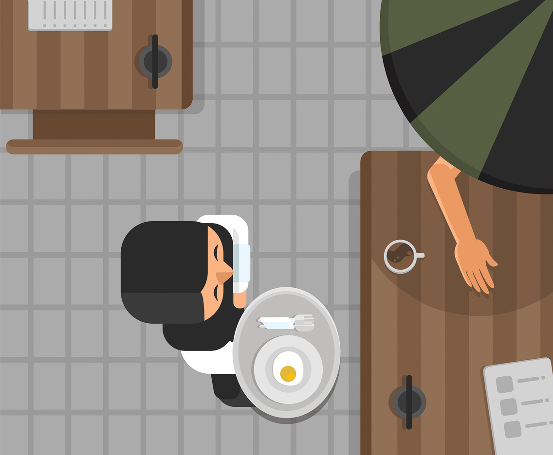Waitress Serving Vector
