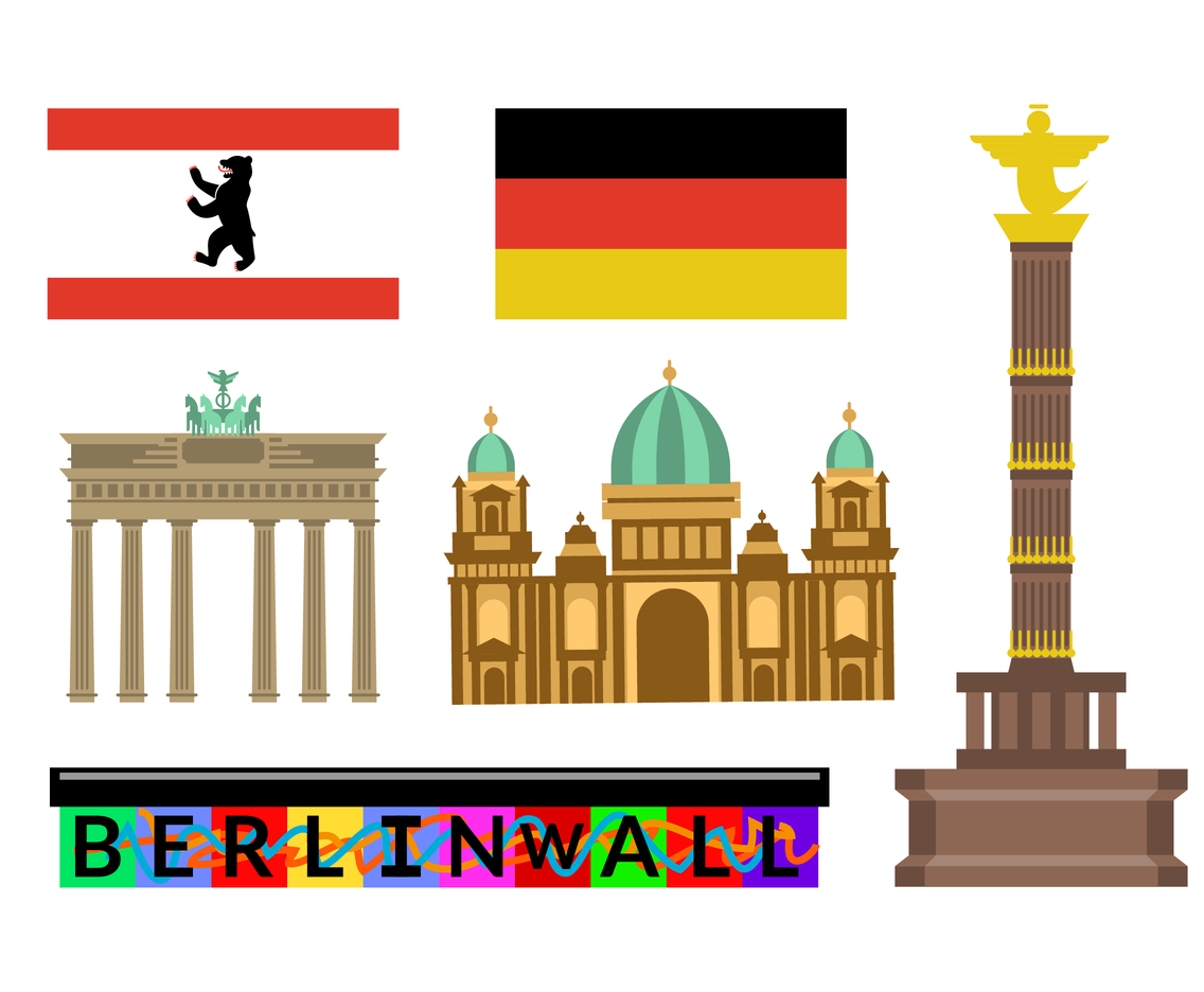 Berlin Landmark And Flag Vector