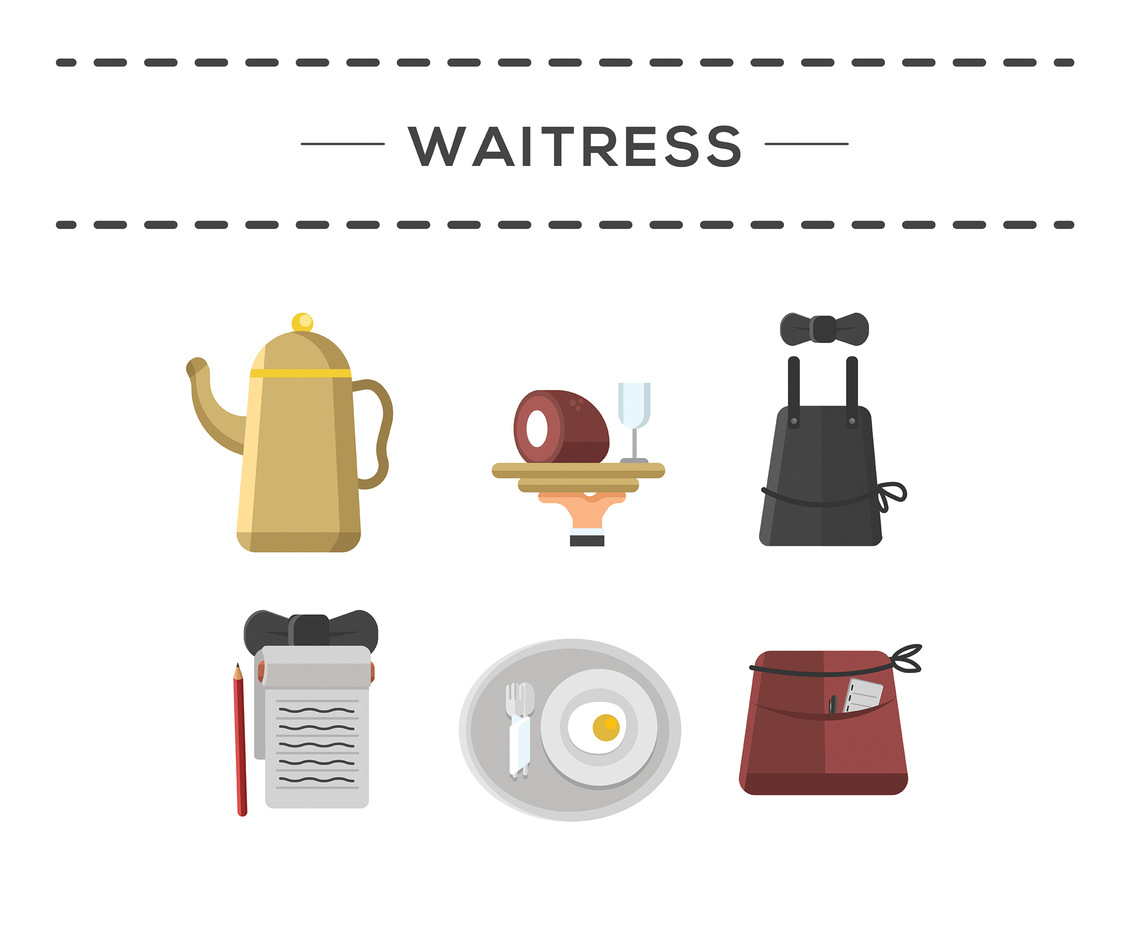 Waitress Icon Vector White Background