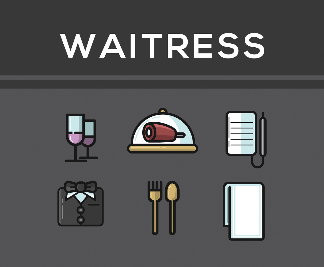 Waitress Icon Vector Dark Background