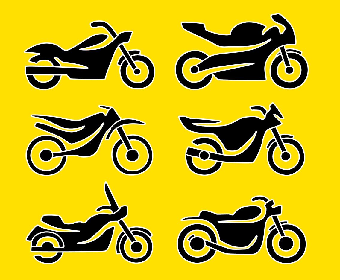 Silhouette Motocycle Icons Vector