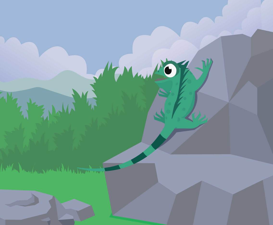 Free Iguana On Rock Illustration