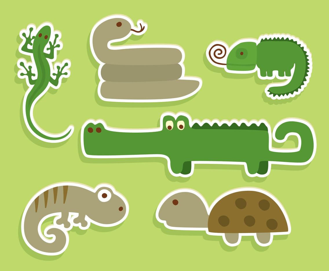 Cartoon Reptile Collection Vector