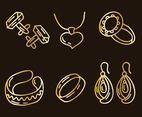 Sketch Golden Jewelry Collection Vector