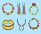 Jewelry Collection On Blue Vector