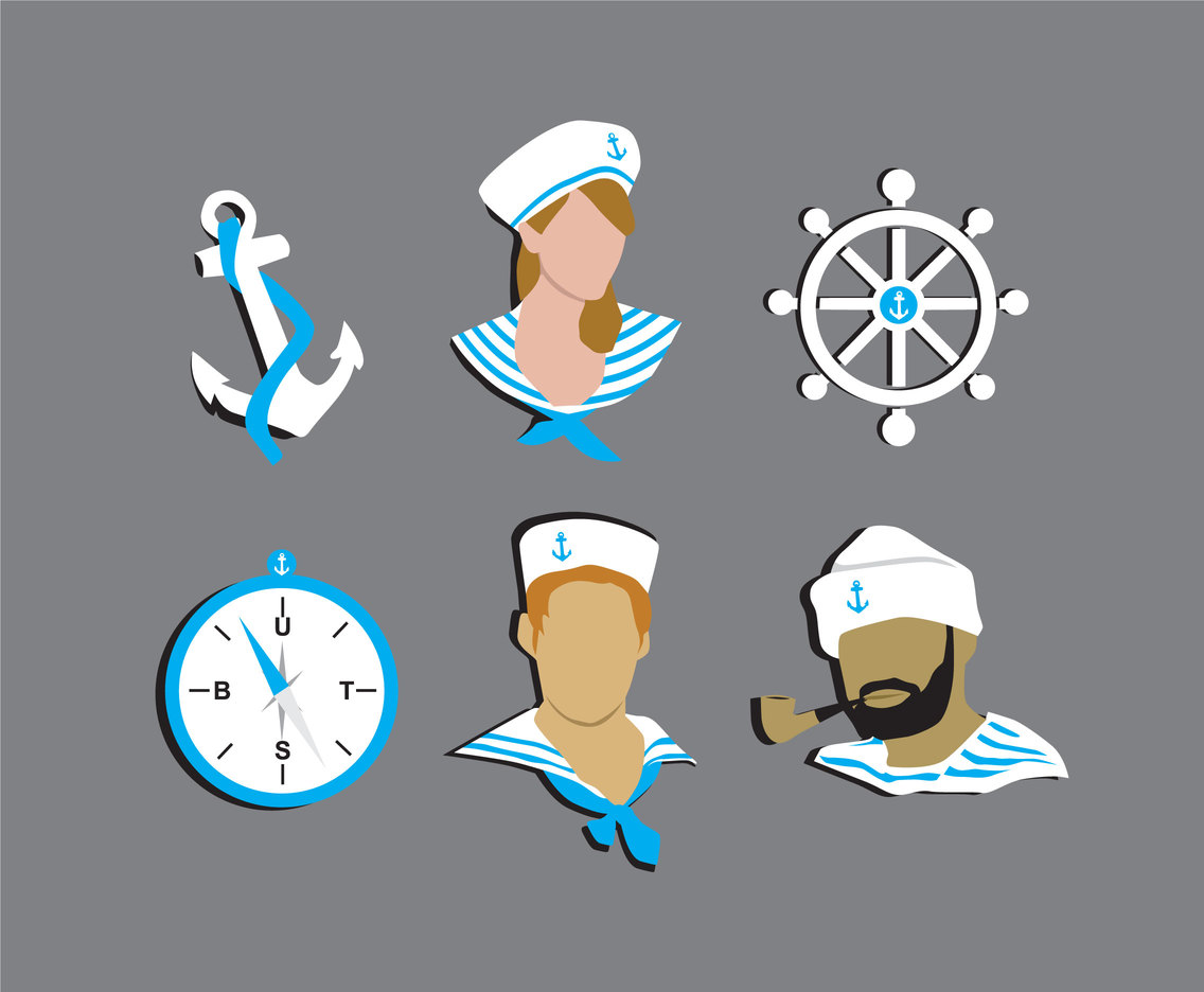 Sailors and Nautical Vector