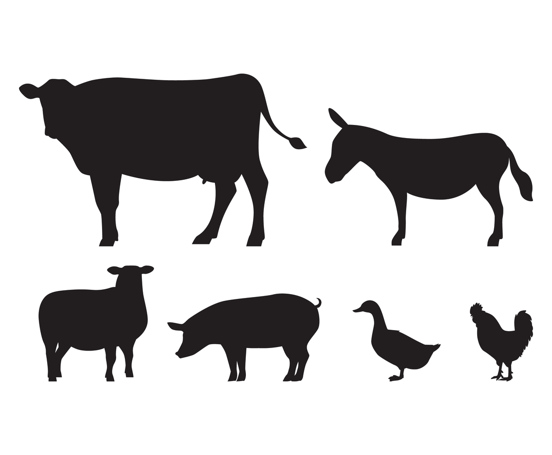 Farm Animals Silhouette Vector Art & Graphics 