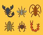 Insect Icons Collection Vector