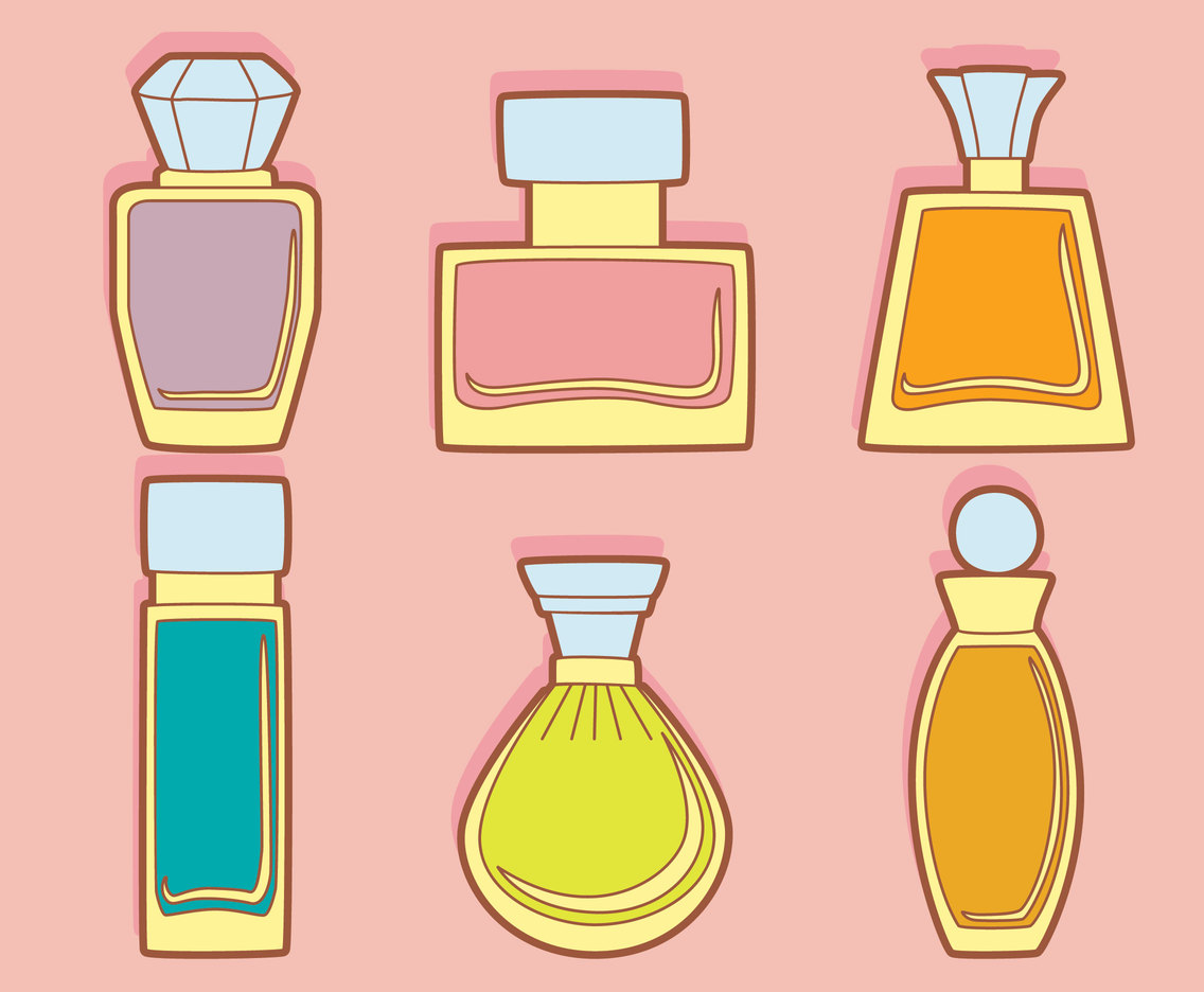 Fragrance Collection On Pink Vector