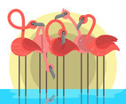 Flock of Flamingos Vector