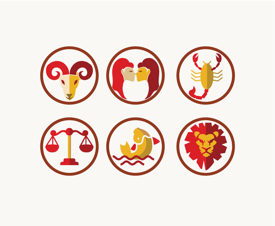 Zodiac Icons Set Vector