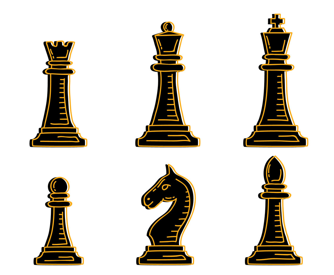 Black Chess Pieces Vector