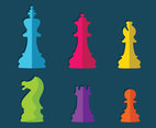 Colorful Flat Chess Pieces Vector 