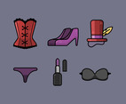Burlesque Costume Vector in Thick Line