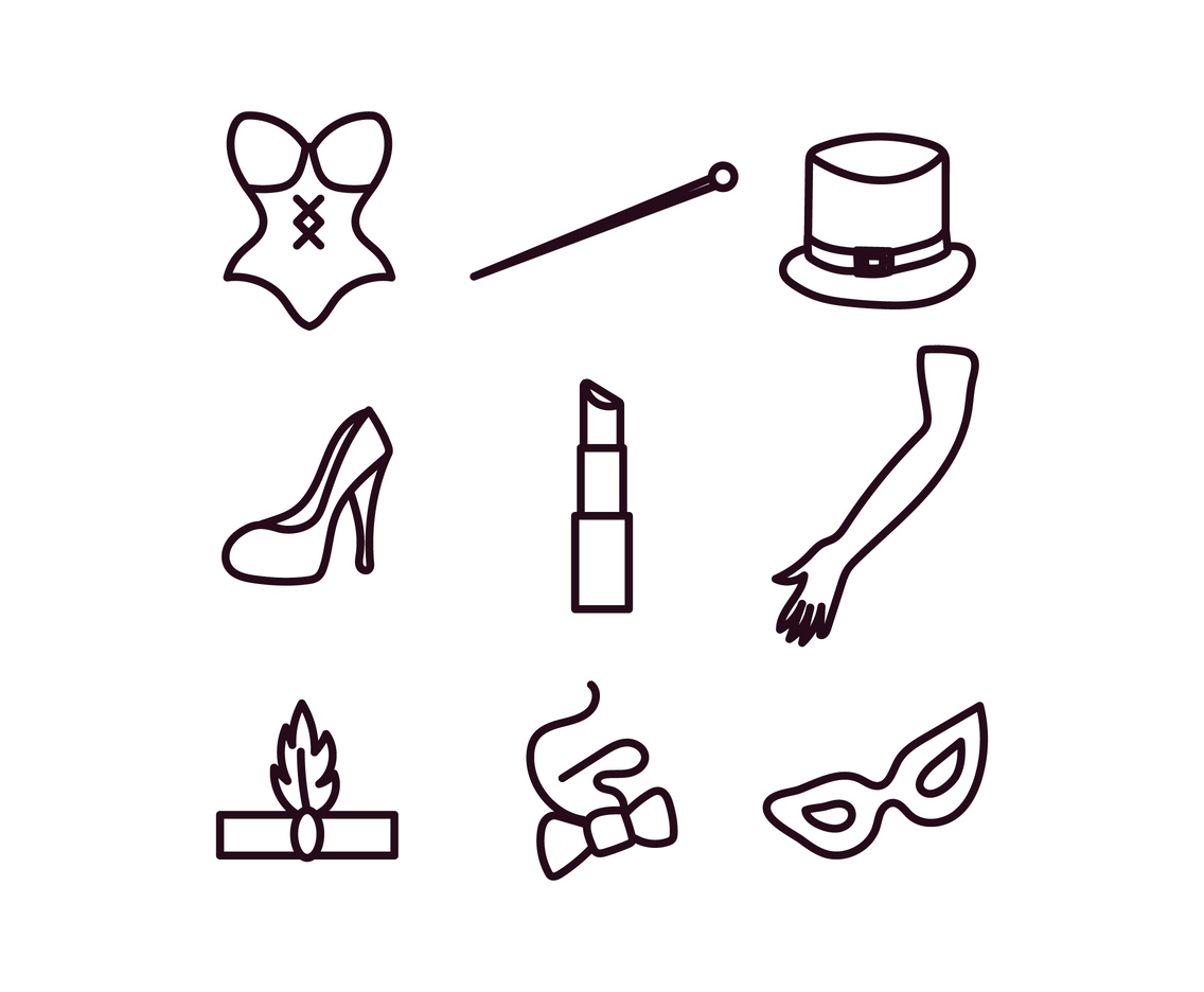 Burlesque Stuff Doodled Icons