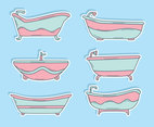 Pink And Blue Bathtub Collection Vector