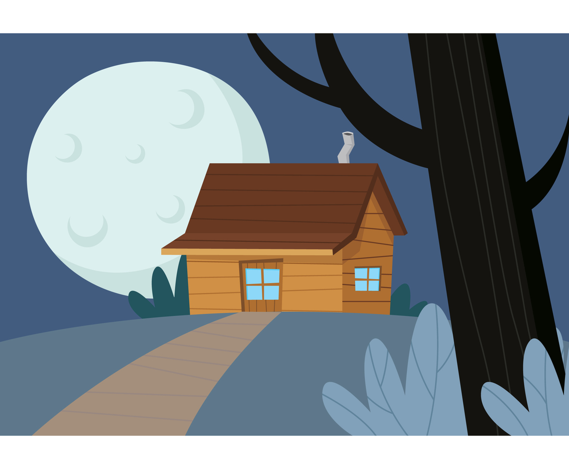Supermoon Cabin In The Woods Vector 