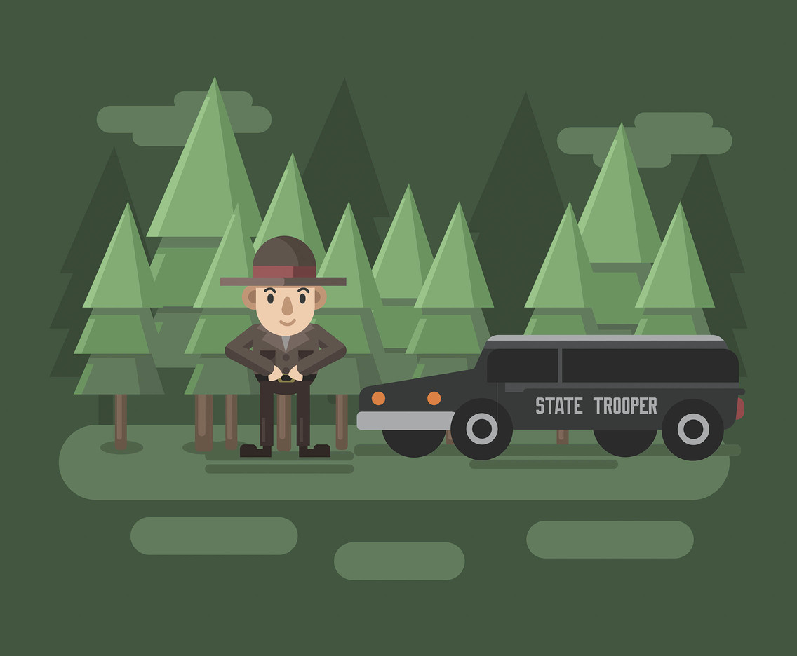 State Trooper And Car Vector Vector Art Graphics Freevector Com