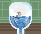 Whirlpool and Sailboat Vector