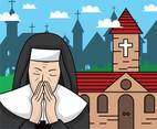 Nun praying illustration
