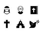 Nun Religion Christianism Icons Vector