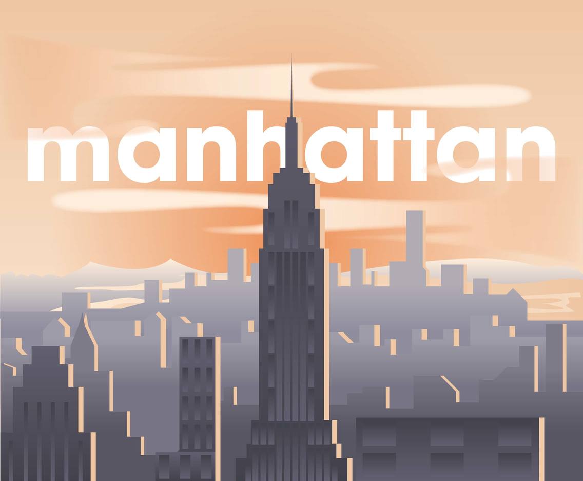 Manhattan City New York Illustration Vector