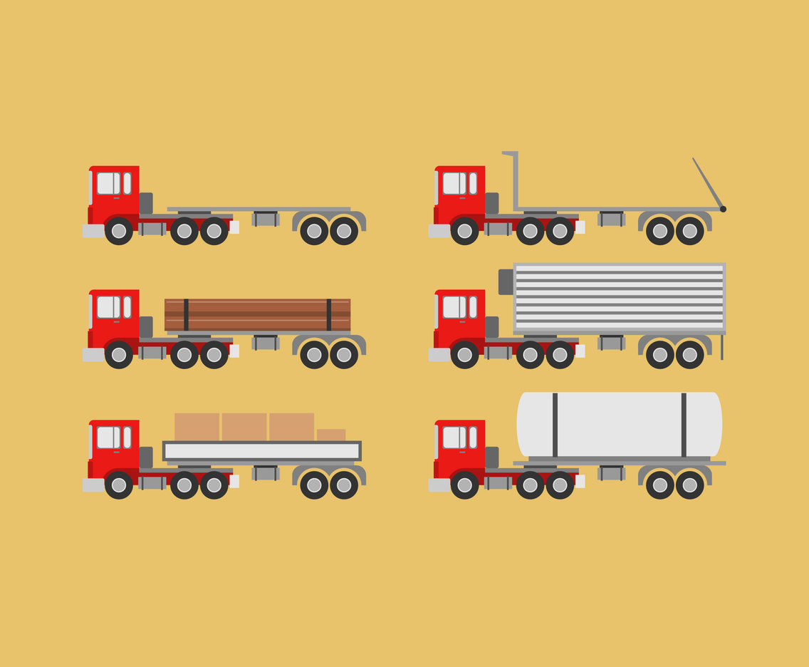Various Trailer Trucks Vector
