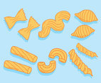 Pasta Collection On Blue Vector