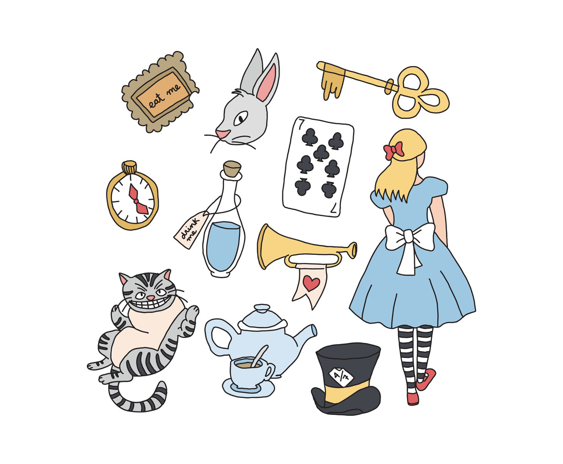Alice In Wonderland Doodles Vector Art Graphics Freevectorcom