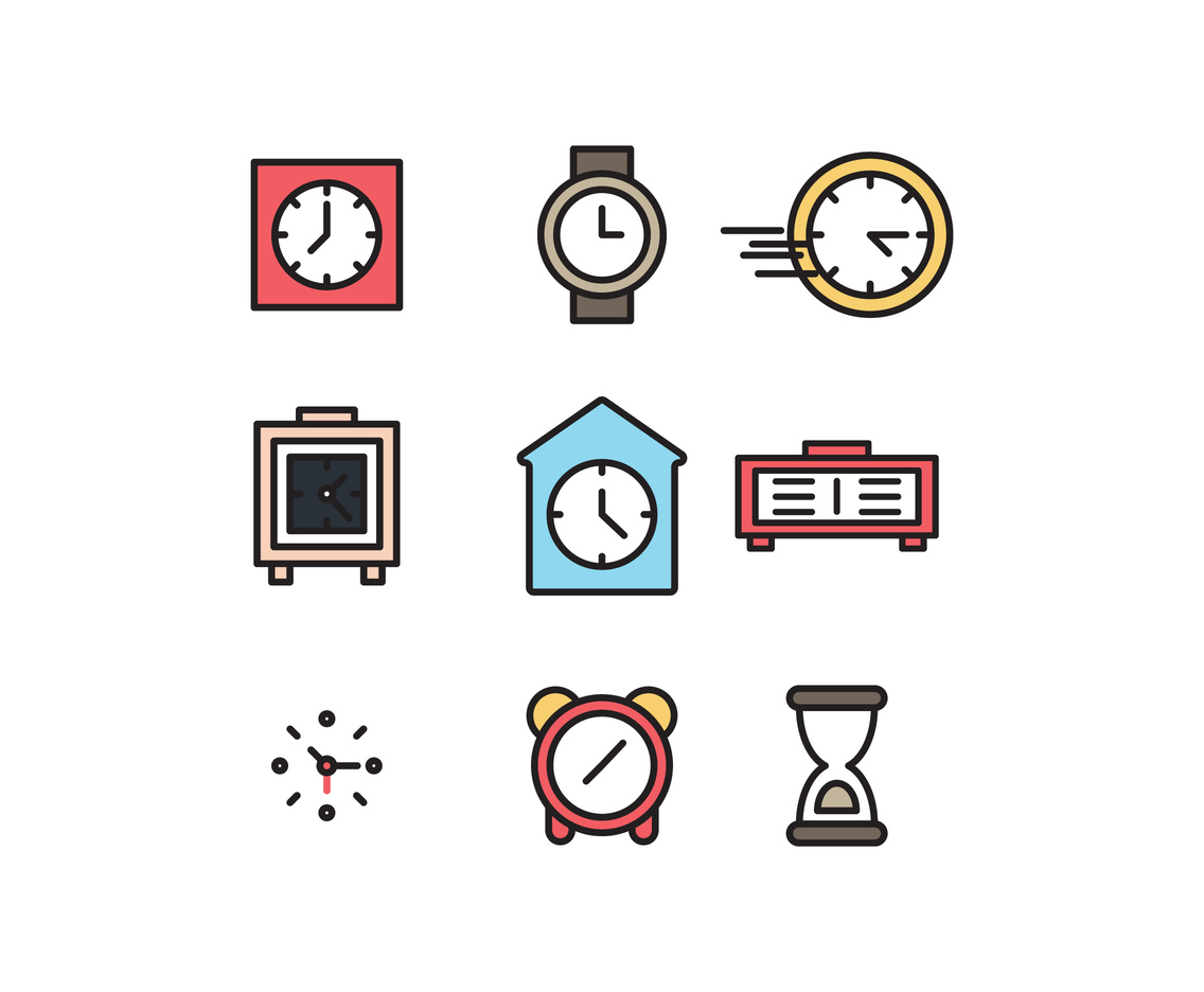Outlined Icons About Clocks
