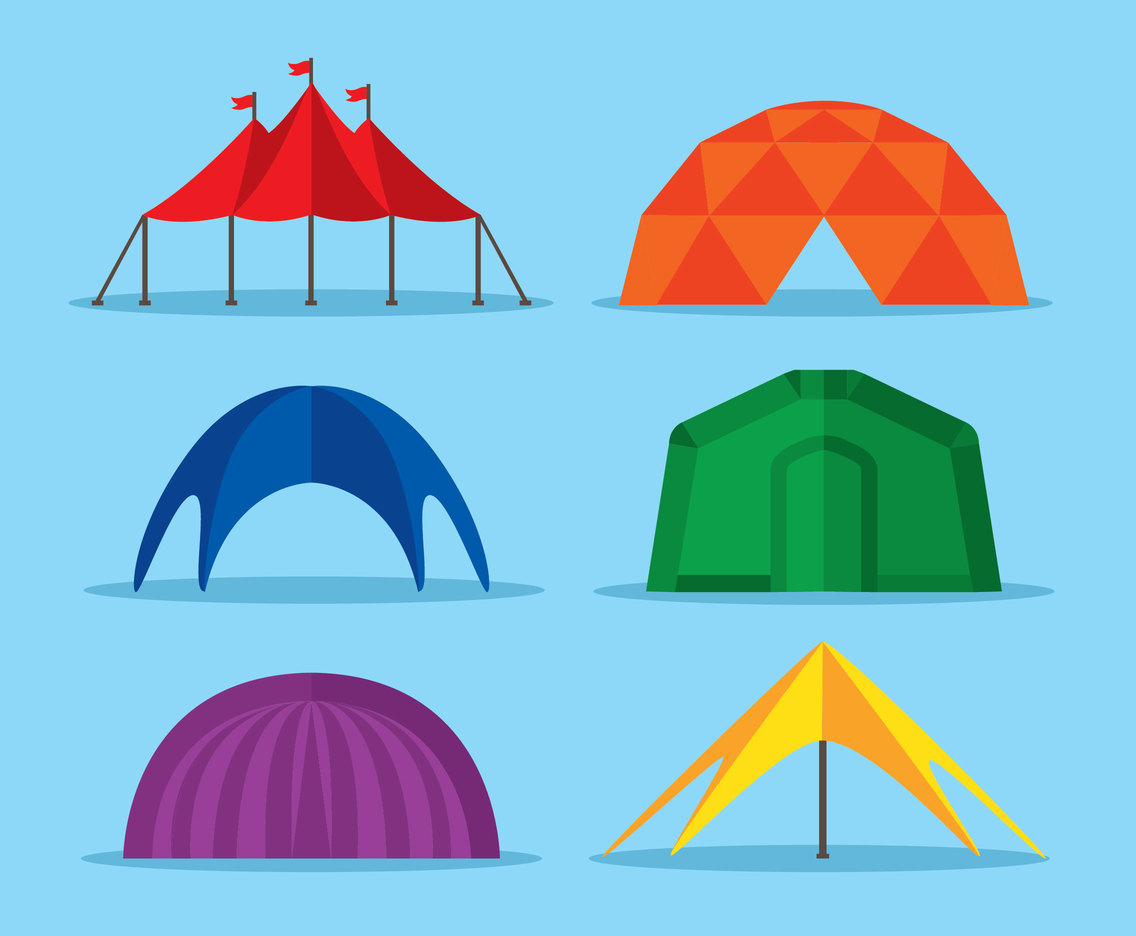 Colored Tents Dome Collection Vector