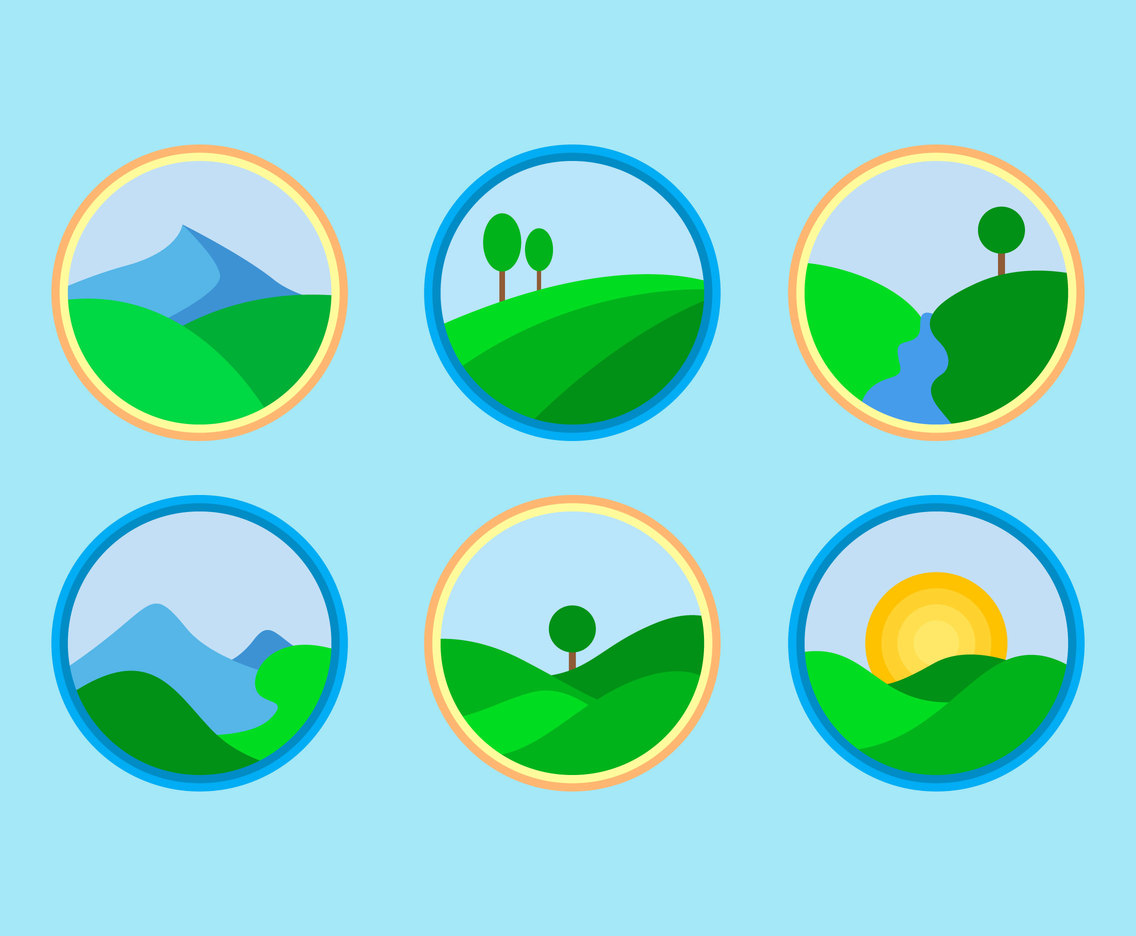 Valley Icons Vector