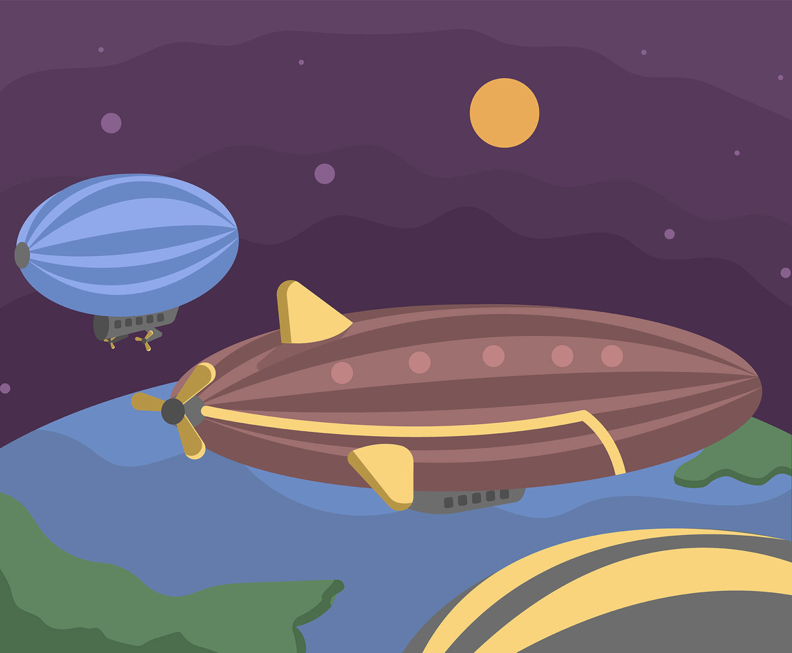 Airship in the Night Sky Vector