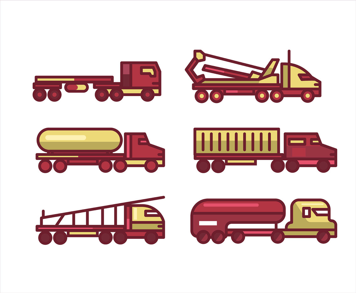 18 Wheeler Truck Vector in Thick Lines