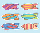 Colorful Airship Collection Vector