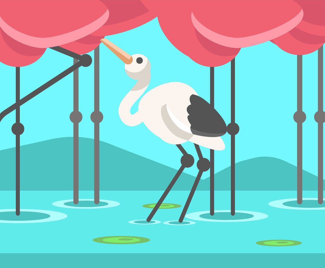 Stork in Pond Vector