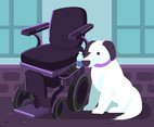Wheelchair and Dog Vector