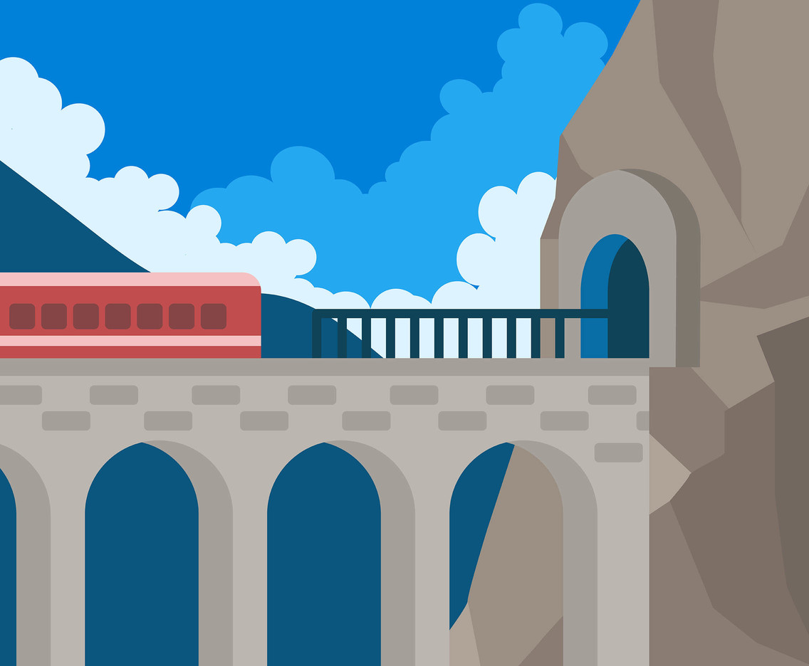 Tunnel and Train Vector