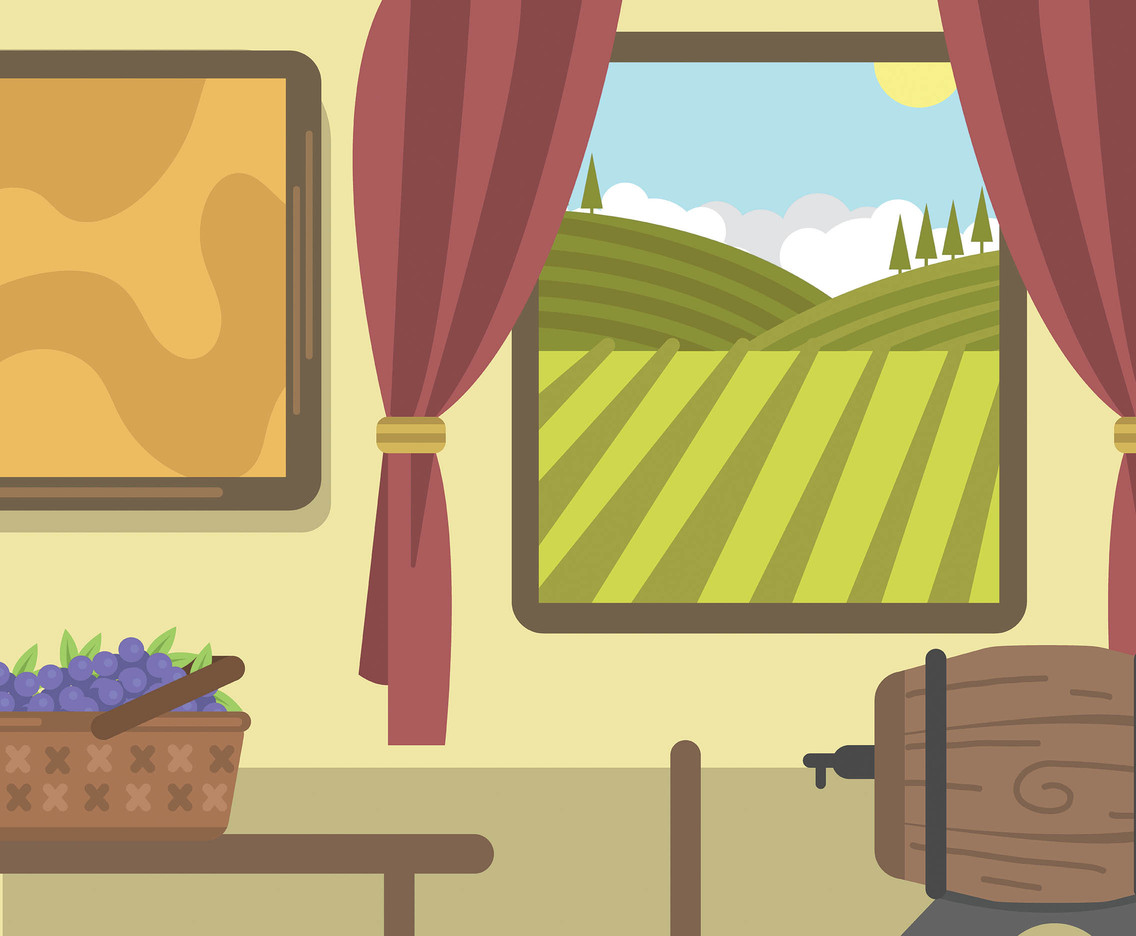 Vineyard Window View Vector