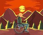 Wheelchair and Sunset Vector
