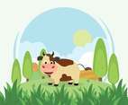 Calf On Farm Illustration 